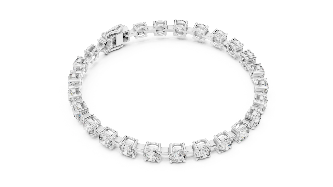 Top View: Round Diamond Bracelet with Prong Setting in 14k White Gold - Lab Grown - Driona Jewels