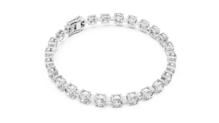 Top View: Round Diamond Bracelet with Prong Setting in 14k White Gold - Lab Grown - Driona Jewels