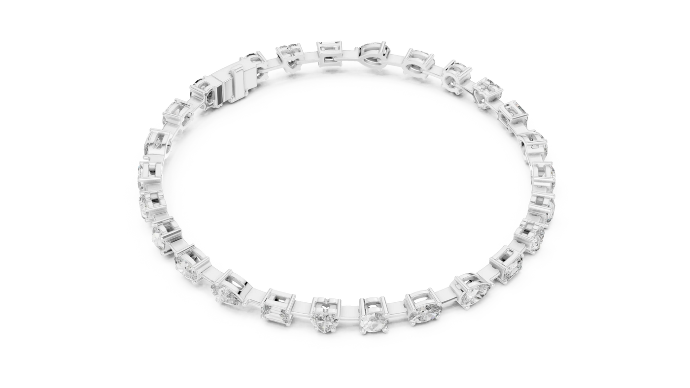 Top View: Round Diamond Bracelet with Prong Setting in 14k White Gold - Lab Grown - Driona Jewels
