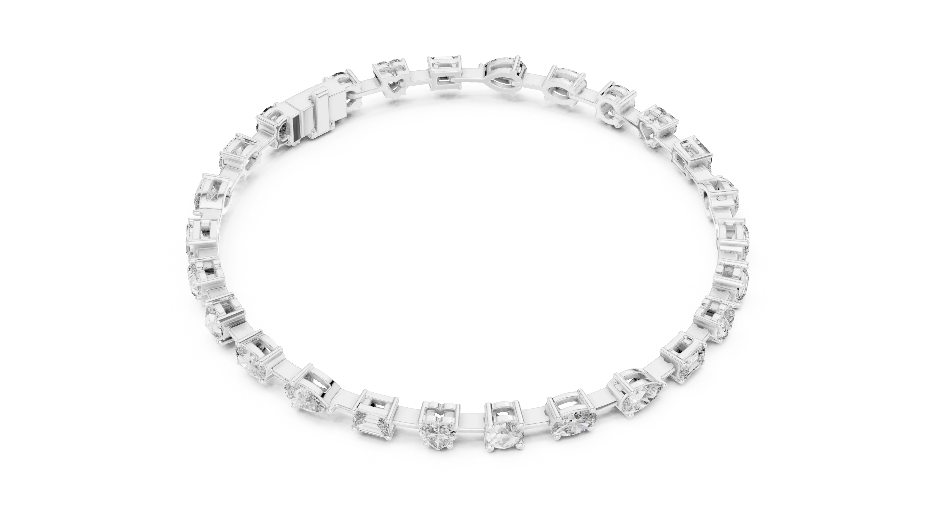 Top View: Round Diamond Bracelet with Prong Setting in 14k White Gold - Lab Grown - Driona Jewels