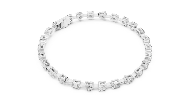 Top View: Round Diamond Bracelet with Prong Setting in 14k White Gold - Lab Grown - Driona Jewels