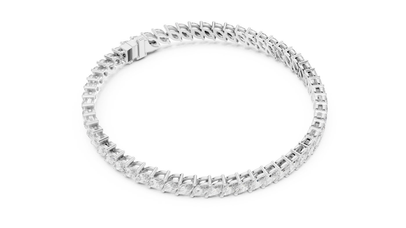 Top View: Round Diamond Bracelet with Prong Setting in 14k White Gold - Lab Grown - Driona Jewels