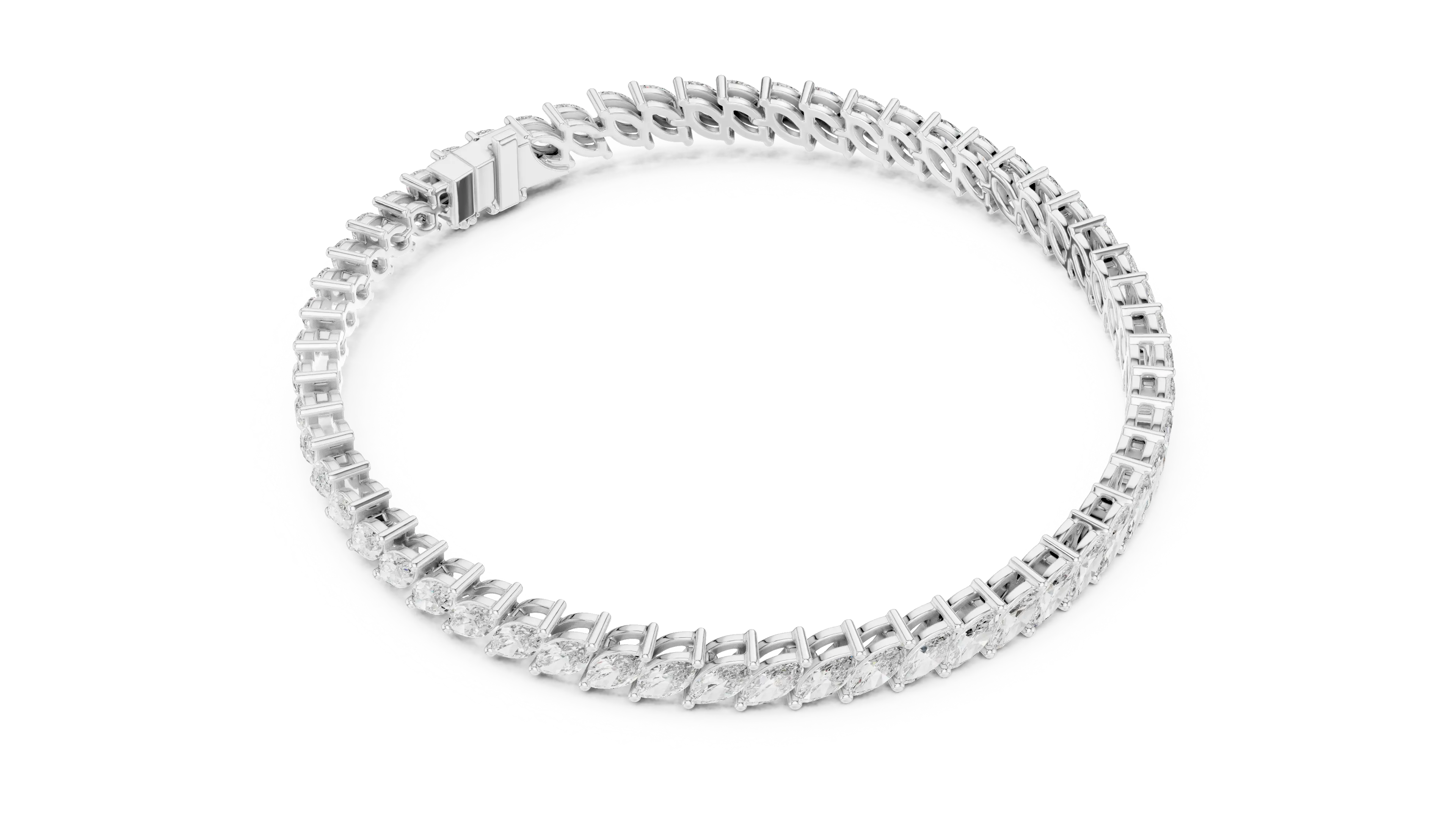 Top View: Round Diamond Bracelet with Prong Setting in 14k White Gold - Lab Grown - Driona Jewels