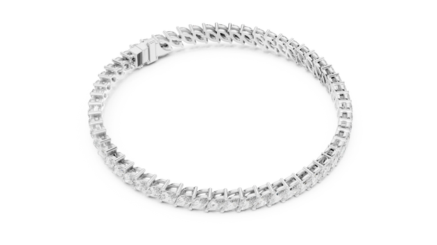 Top View: Round Diamond Bracelet with Prong Setting in 14k White Gold - Lab Grown - Driona Jewels