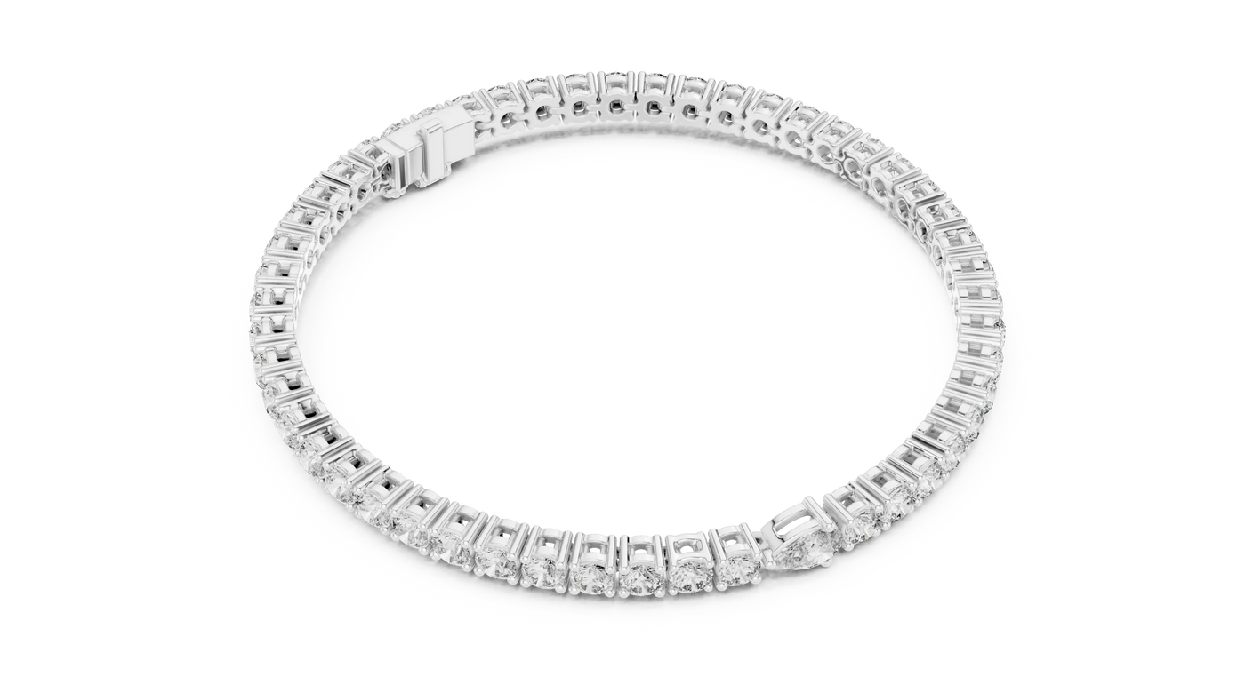 Top View: Round Diamond Bracelet with Prong Setting in 14k White Gold - Lab Grown - Driona Jewels