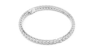 Top View: Round Diamond Bracelet with Prong Setting in 14k White Gold - Lab Grown - Driona Jewels
