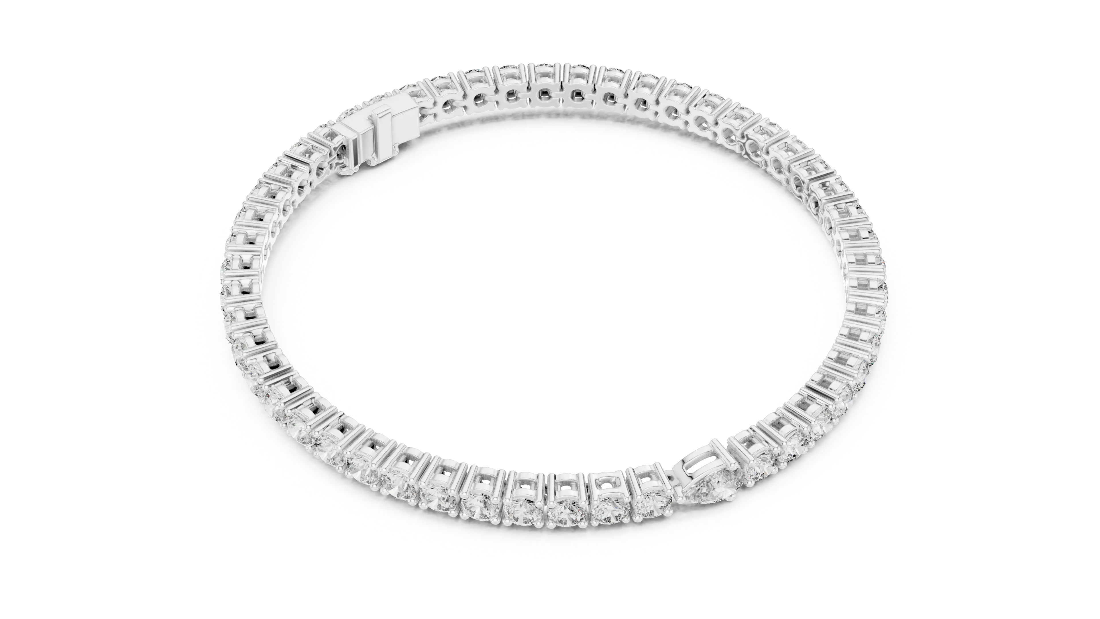 Top View: Round Diamond Bracelet with Prong Setting in 14k White Gold - Lab Grown - Driona Jewels