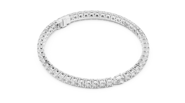 Top View: Round Diamond Bracelet with Prong Setting in 14k White Gold - Lab Grown - Driona Jewels