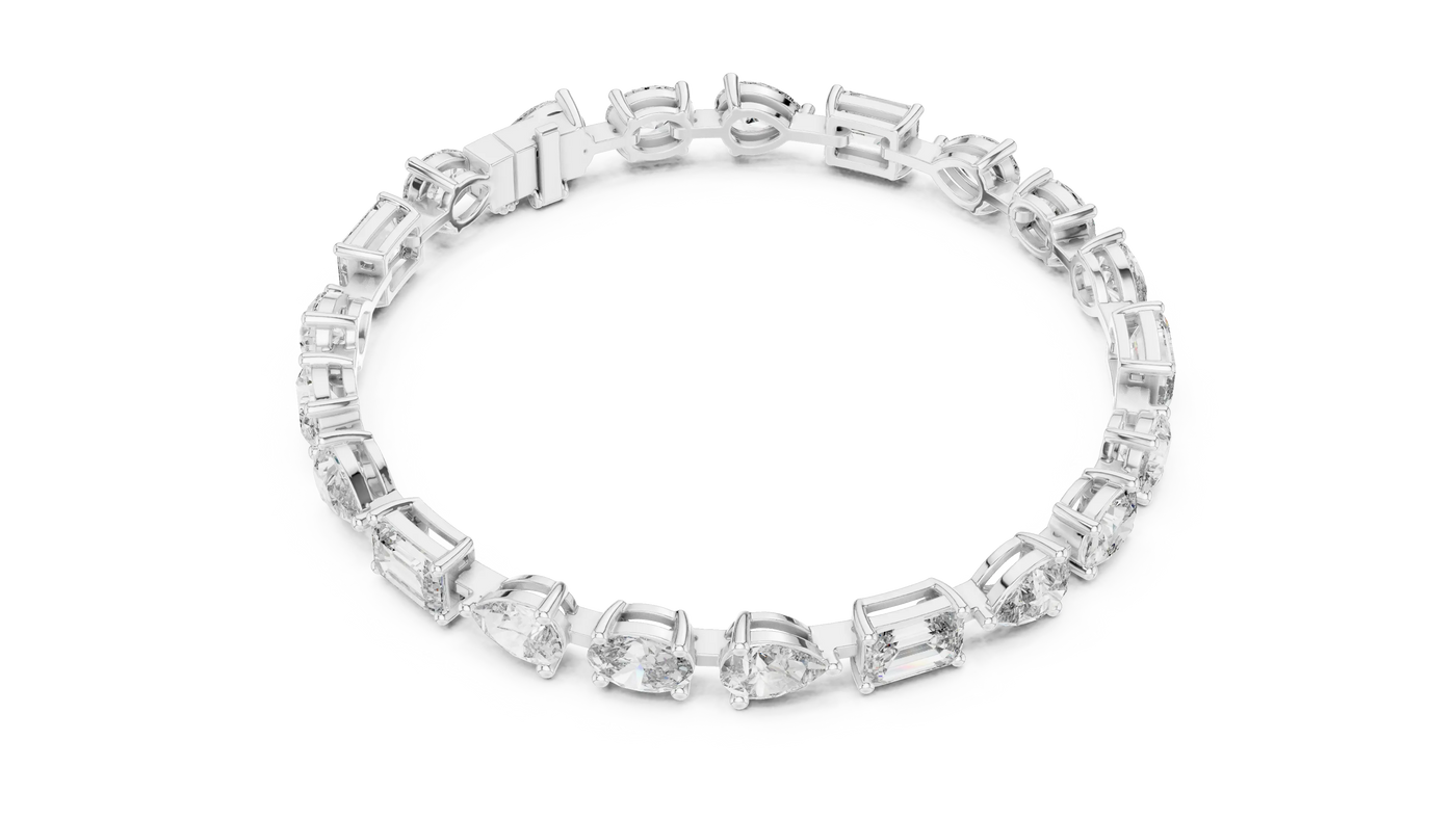 Top View: Round Diamond Bracelet with Prong Setting in 14k White Gold - Lab Grown - Driona Jewels