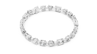 Top View: Round Diamond Bracelet with Prong Setting in 14k White Gold - Lab Grown - Driona Jewels
