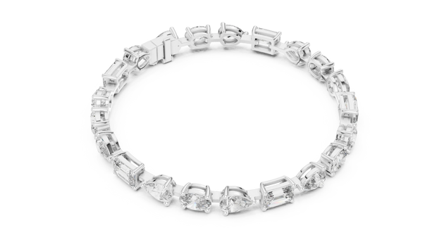 Top View: Round Diamond Bracelet with Prong Setting in 14k White Gold - Lab Grown - Driona Jewels