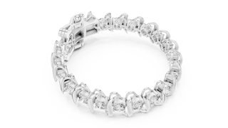 Top View: Round Diamond Bracelet with Prong Setting in 14k White Gold - Lab Grown - Driona Jewels