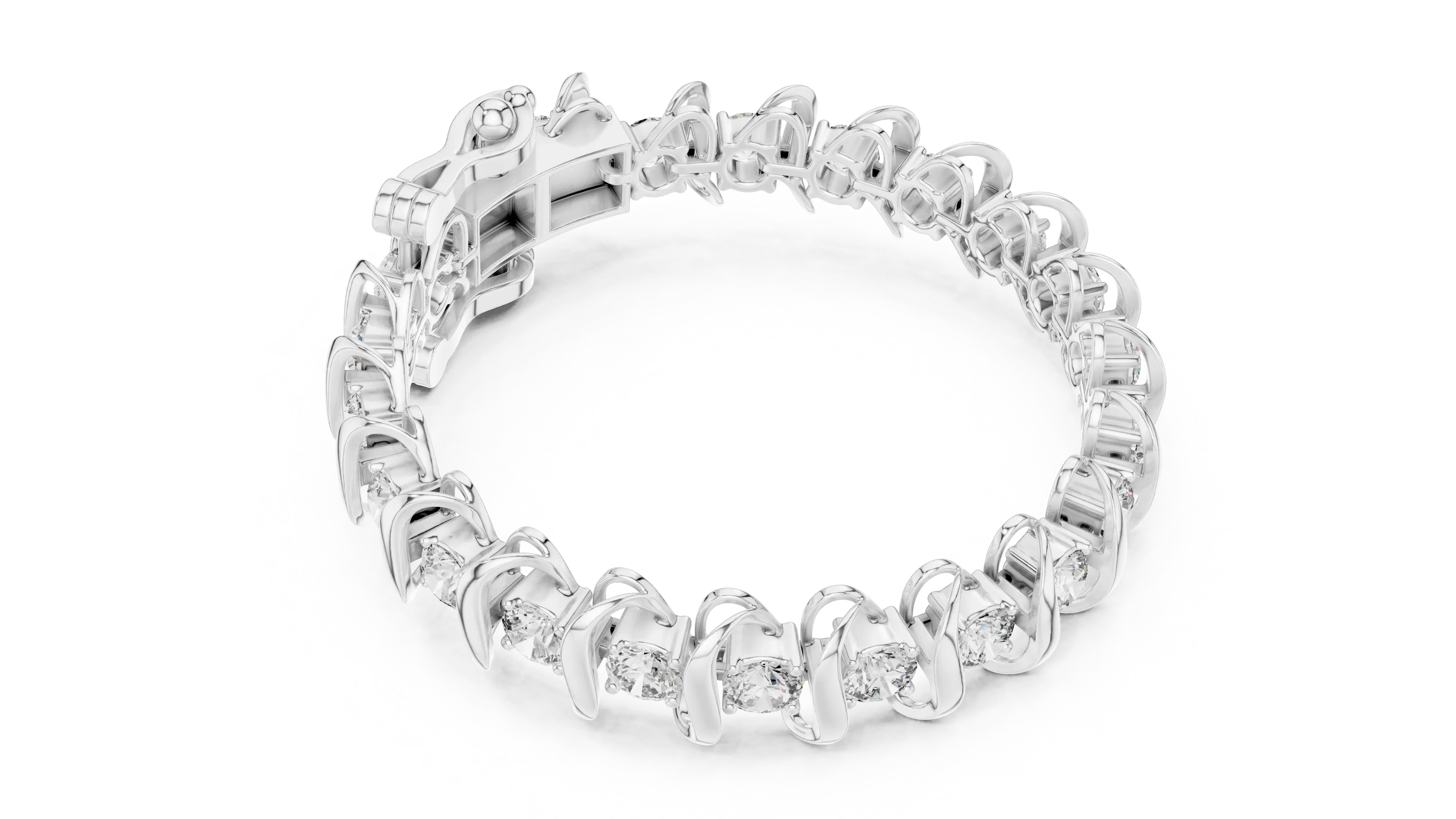 Top View: Round Diamond Bracelet with Prong Setting in 14k White Gold - Lab Grown - Driona Jewels