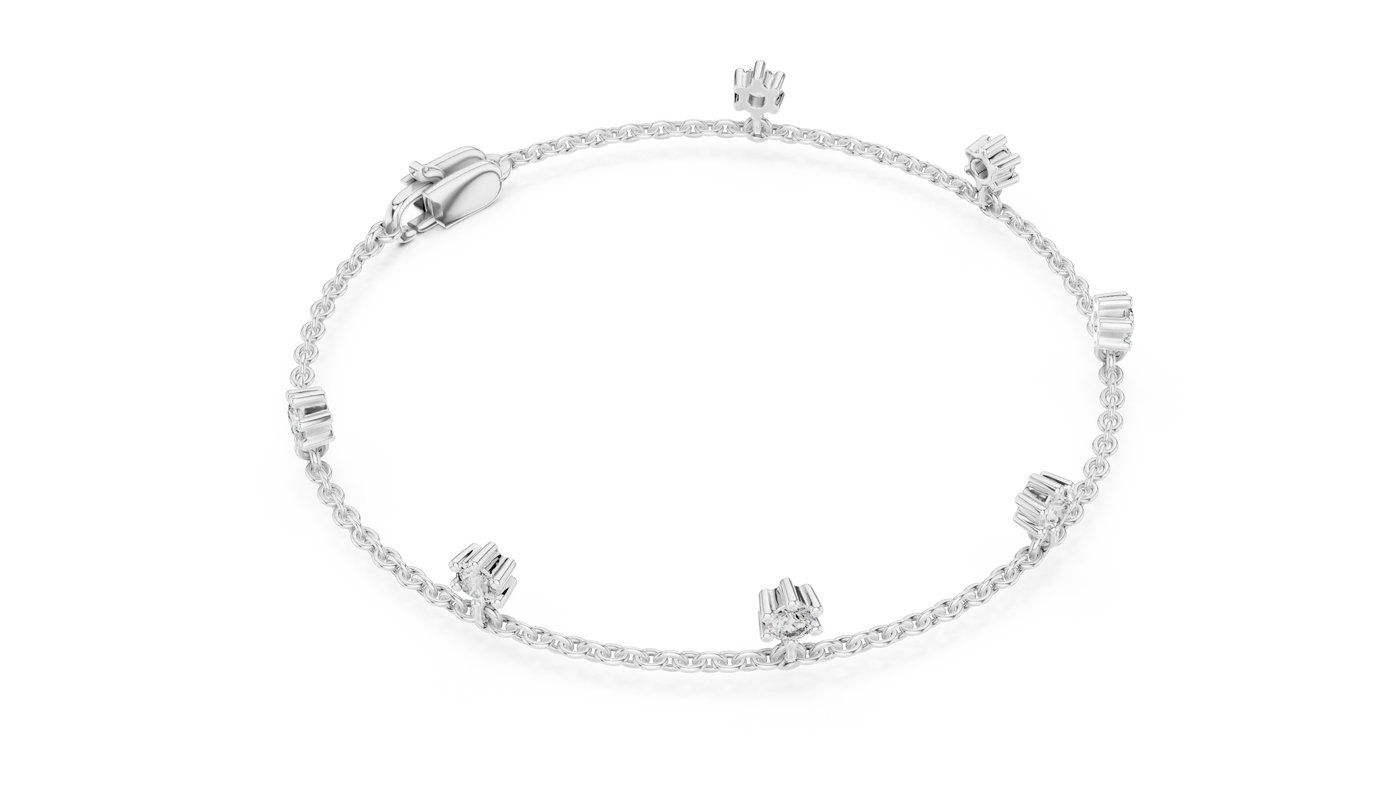 Top View: Round Diamond Bracelet with Prong Setting in 14k White Gold - Lab Grown - Driona Jewels