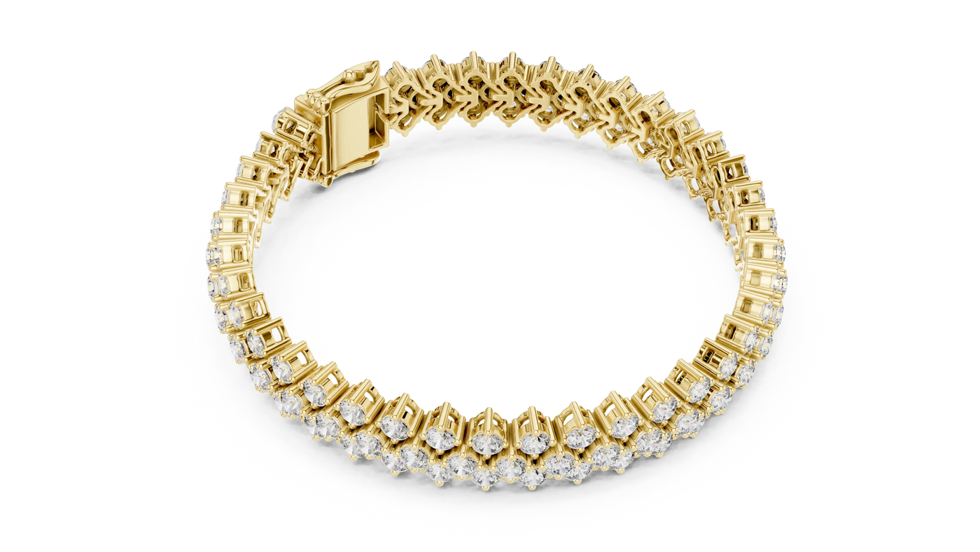 Flat Lay: Round Diamond Bracelet with Prong Setting in 14k Yellow Gold - Lab Grown - Driona Jewels