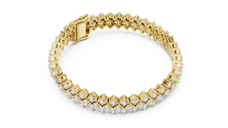 Flat Lay: Round Diamond Bracelet with Prong Setting in 14k Yellow Gold - Lab Grown - Driona Jewels
