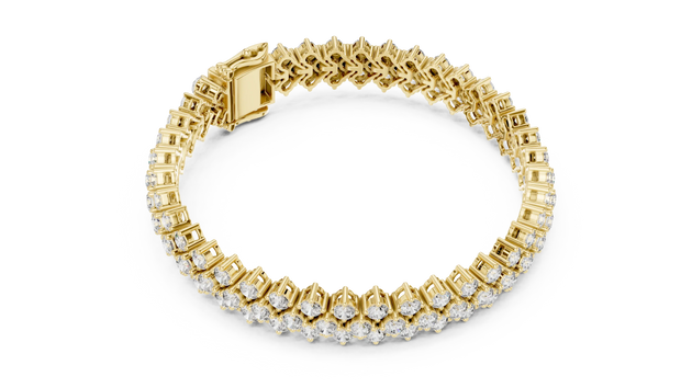 Flat Lay: Round Diamond Bracelet with Prong Setting in 14k Yellow Gold - Lab Grown - Driona Jewels