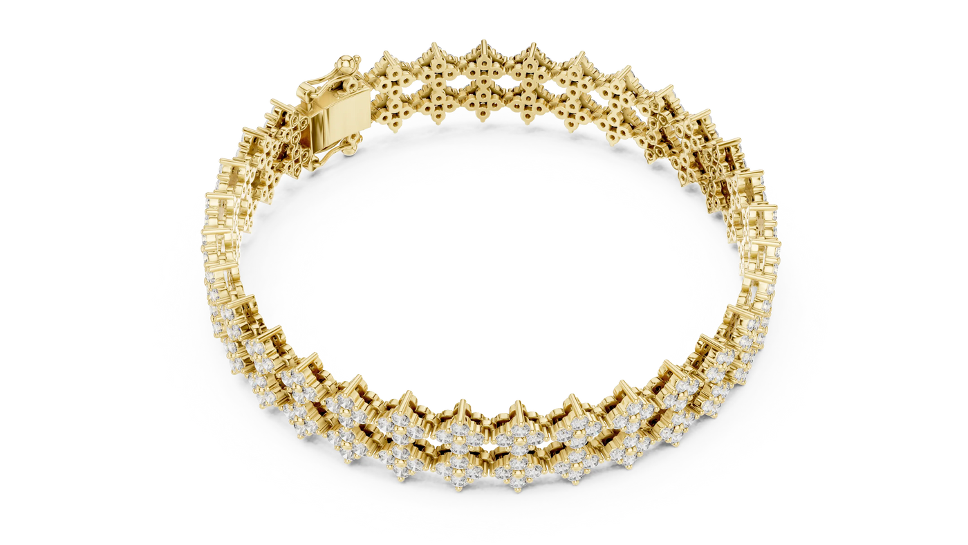 Flat Lay: Round Diamond Bracelet with Prong Setting in 14k Yellow Gold - Lab Grown - Driona Jewels