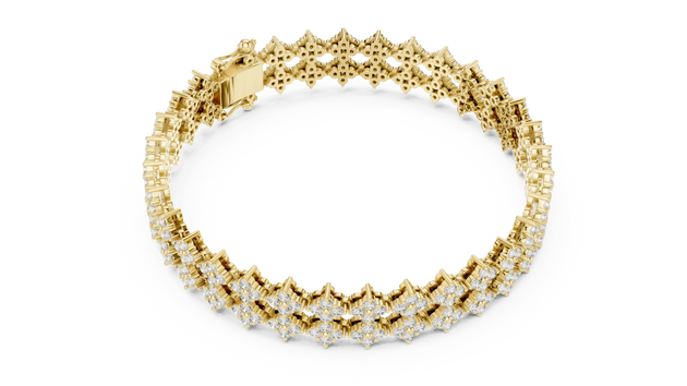 Flat Lay: Round Diamond Bracelet with Prong Setting in 14k Yellow Gold - Lab Grown - Driona Jewels