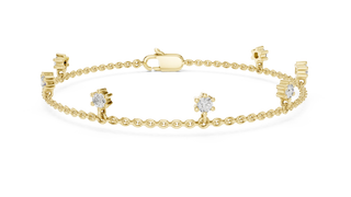 Flat Lay: Round Diamond Bracelet with Prong Setting in 14k Yellow Gold - Lab Grown - Driona Jewels
