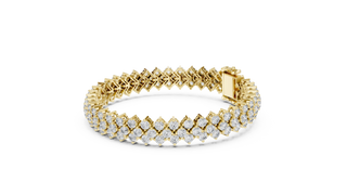 Flat Lay: Round Diamond Bracelet with Prong Setting in 14k Yellow Gold - Lab Grown - Driona Jewels