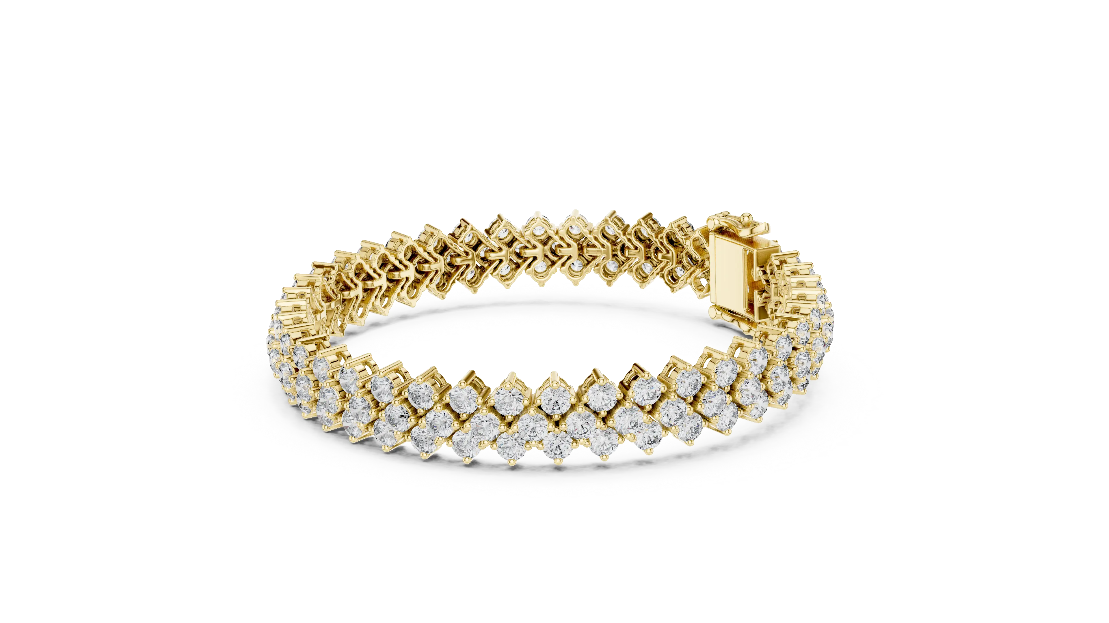 Flat Lay: Round Diamond Bracelet with Prong Setting in 14k Yellow Gold - Lab Grown - Driona Jewels