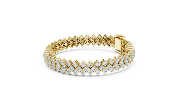 Flat Lay: Round Diamond Bracelet with Prong Setting in 14k Yellow Gold - Lab Grown - Driona Jewels