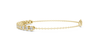 Flat Lay: Round Diamond Bracelet with Prong Setting in 14k Yellow Gold - Lab Grown - Driona Jewels