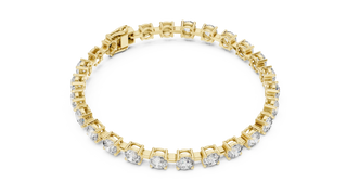 Flat Lay: Round Diamond Bracelet with Prong Setting in 14k Yellow Gold - Lab Grown - Driona Jewels