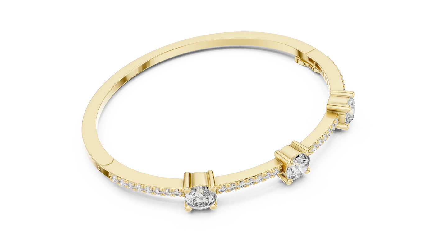 Flat-Lay: Round Diamond Bracelet with Prong Setting in 14k Yellow Gold - Lab Grown - Driona Jewels