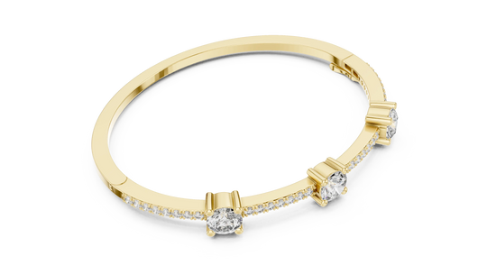 Flat-Lay: Round Diamond Bracelet with Prong Setting in 14k Yellow Gold - Lab Grown - Driona Jewels