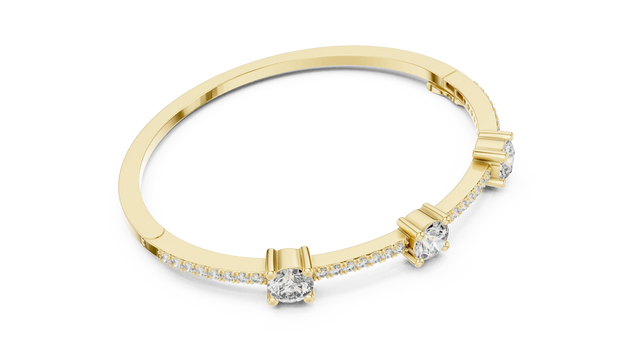 Flat-Lay: Round Diamond Bracelet with Prong Setting in 14k Yellow Gold - Lab Grown - Driona Jewels
