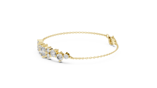 Flat Lay: Round Diamond Bracelet with Prong Setting in 14k Yellow Gold - Lab Grown - Driona Jewels