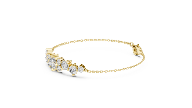 Flat Lay: Round Diamond Bracelet with Prong Setting in 14k Yellow Gold - Lab Grown - Driona Jewels