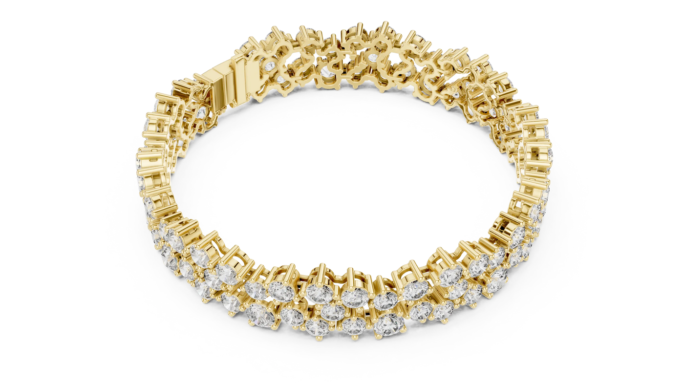 Flat Lay: Round Diamond Bracelet with Prong Setting in 14k Yellow Gold - Lab Grown - Driona Jewels