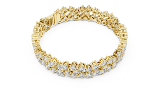 Flat Lay: Round Diamond Bracelet with Prong Setting in 14k Yellow Gold - Lab Grown - Driona Jewels