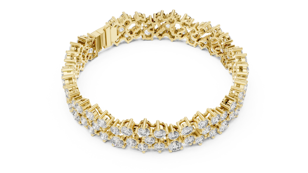 Flat Lay: Round Diamond Bracelet with Prong Setting in 14k Yellow Gold - Lab Grown - Driona Jewels