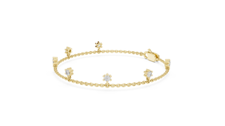 Flat Lay: Round Diamond Bracelet with Prong Setting in 14k Yellow Gold - Lab Grown - Driona Jewels