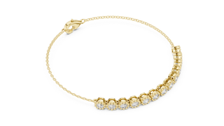 Flat Lay: Round Diamond Bracelet with Prong Setting in 14k Yellow Gold - Lab Grown - Driona Jewels