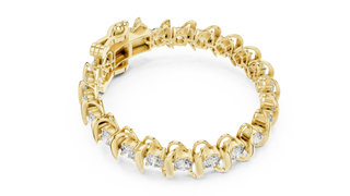 Flat Lay: Round Diamond Bracelet with Prong Setting in 14k Yellow Gold - Lab Grown - Driona Jewels