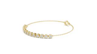 Flat Lay: Round Diamond Bracelet with Prong Setting in 14k Yellow Gold - Lab Grown - Driona Jewels