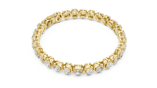 Flat Lay: Round Diamond Bracelet with Prong Setting in 14k Yellow Gold - Lab Grown - Driona Jewels