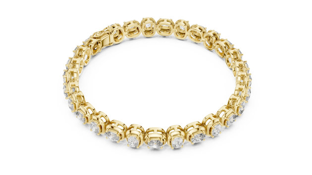 Flat Lay: Round Diamond Bracelet with Prong Setting in 14k Yellow Gold - Lab Grown - Driona Jewels