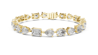 Front View: Round Diamond Bracelet with Prong Setting in 14k Yellow Gold - Lab Grown - Driona Jewels