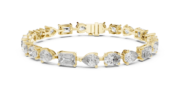 Front View: Round Diamond Bracelet with Prong Setting in 14k Yellow Gold - Lab Grown - Driona Jewels