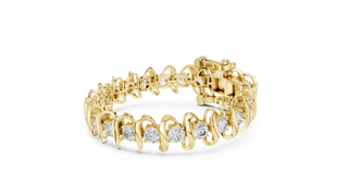 Three-quarter View: Round Diamond Bracelet with Prong Setting in 14k Yellow Gold - Lab Grown - Driona Jewels