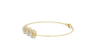 Three-quarter View: Round Diamond Bracelet with Prong Setting in 14k Yellow Gold - Lab Grown - Driona Jewels