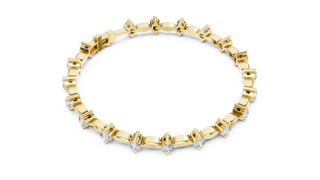 Top View: Round Diamond Bracelet with Prong Setting in 14k Yellow Gold - Lab Grown - Driona Jewels