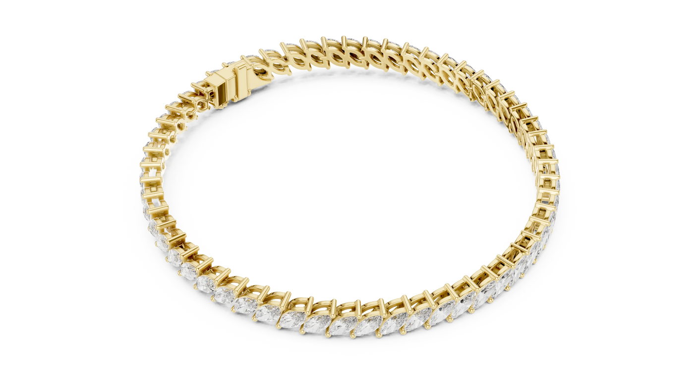 Top View: Round Diamond Bracelet with Prong Setting in 14k Yellow Gold - Lab Grown - Driona Jewels