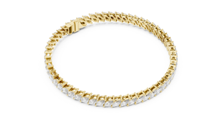 Top View: Round Diamond Bracelet with Prong Setting in 14k Yellow Gold - Lab Grown - Driona Jewels